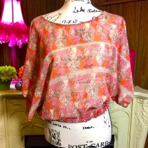 American Rag Sheer Paisley Elastic Waistband Top